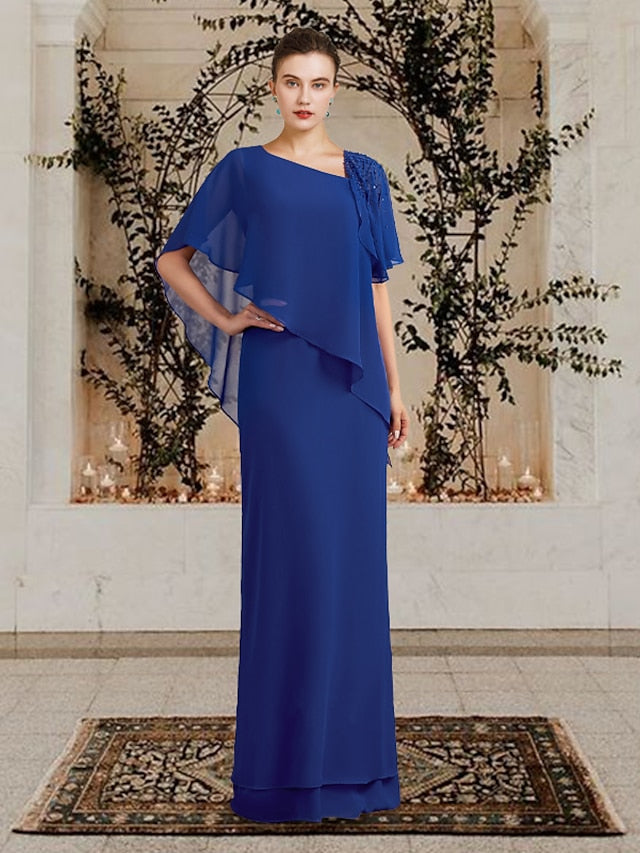 Sheath/Column Bateau Neck Floor-Length Mother Of The Bride Dresses BabaMila