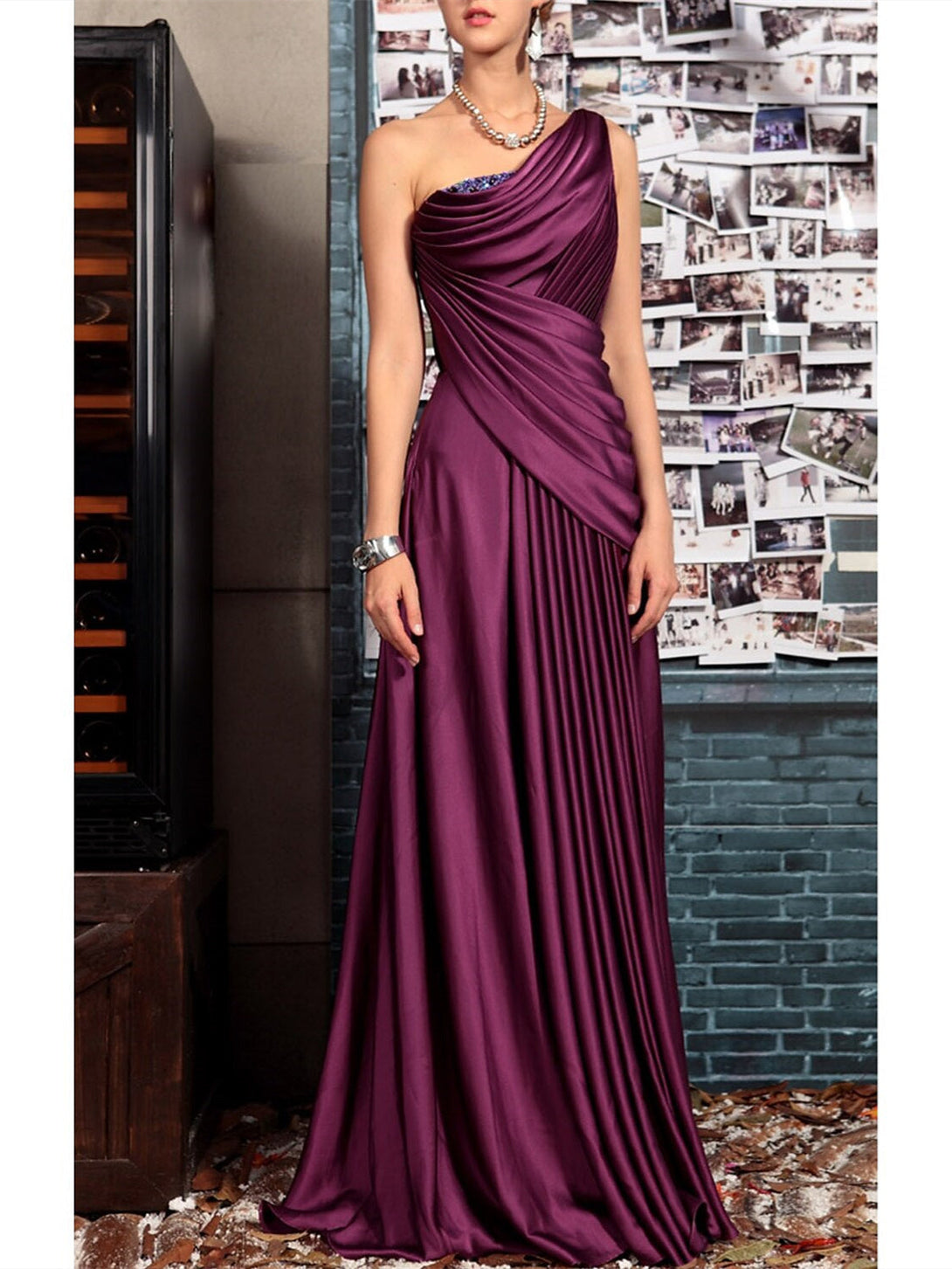 A-Line/Princess One-Shoulder Sleeveless Floor-Length Mother Of The Bride Dresses With Split Side BabaMila