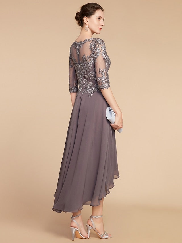 A-Line/Princess Scoop Asymmetrical Mother Of The Bride Dresses BabaMila