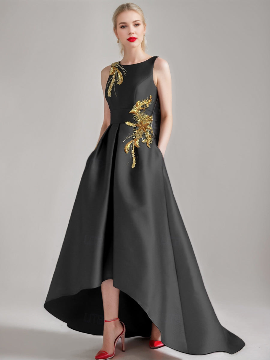 A-Line/Princess Scoop Sleeveless Asymmetrical Elegant Mother Of The Bride & Groom Dresses With Appliques BabaMila