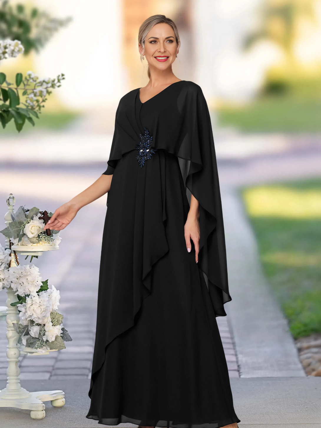A Line Chiffon Floor Length Mother Of The Bride/Groom Dress BabaMila
