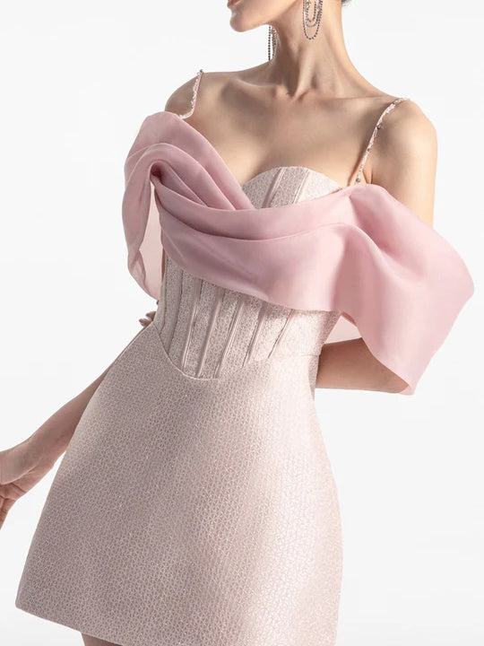 Sheath/Column Spaghetti Straps Asymmetrical Strapless Sleeveless Short/Mini Homecoming Dress BabaMila