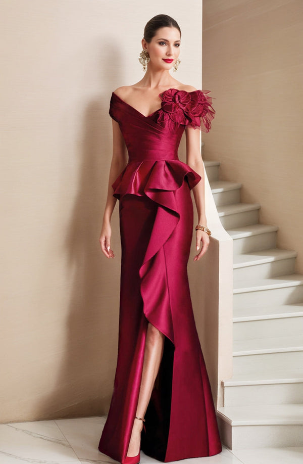 Trumpet/Mermaid Off-The-Shoulder Mother Of The Bride Dresses With High Split BabaMila