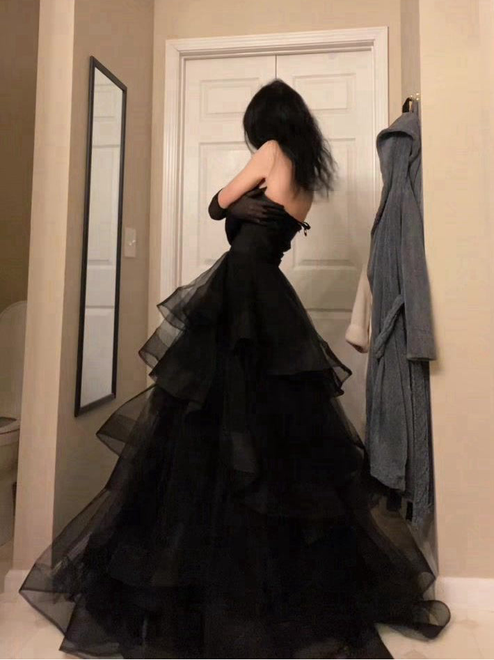 A-Line Sweetheart Neck Tulle Ball Gown Prom Dresses for Evening Party With Ruffles BabaMila