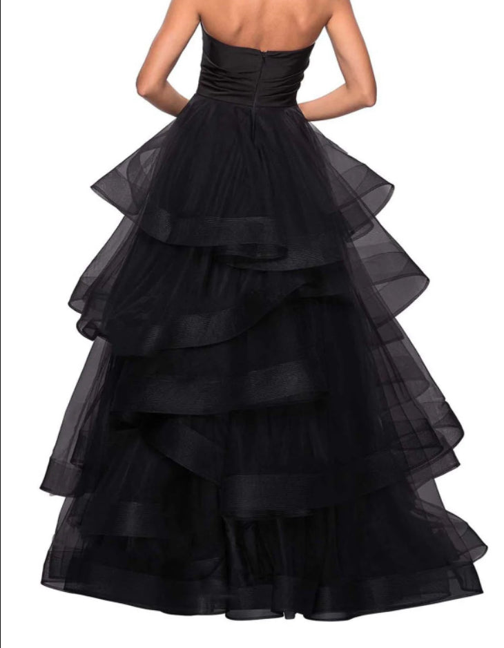 A-Line Sweetheart Neck Tulle Ball Gown Prom Dresses for Evening Party With Ruffles BabaMila