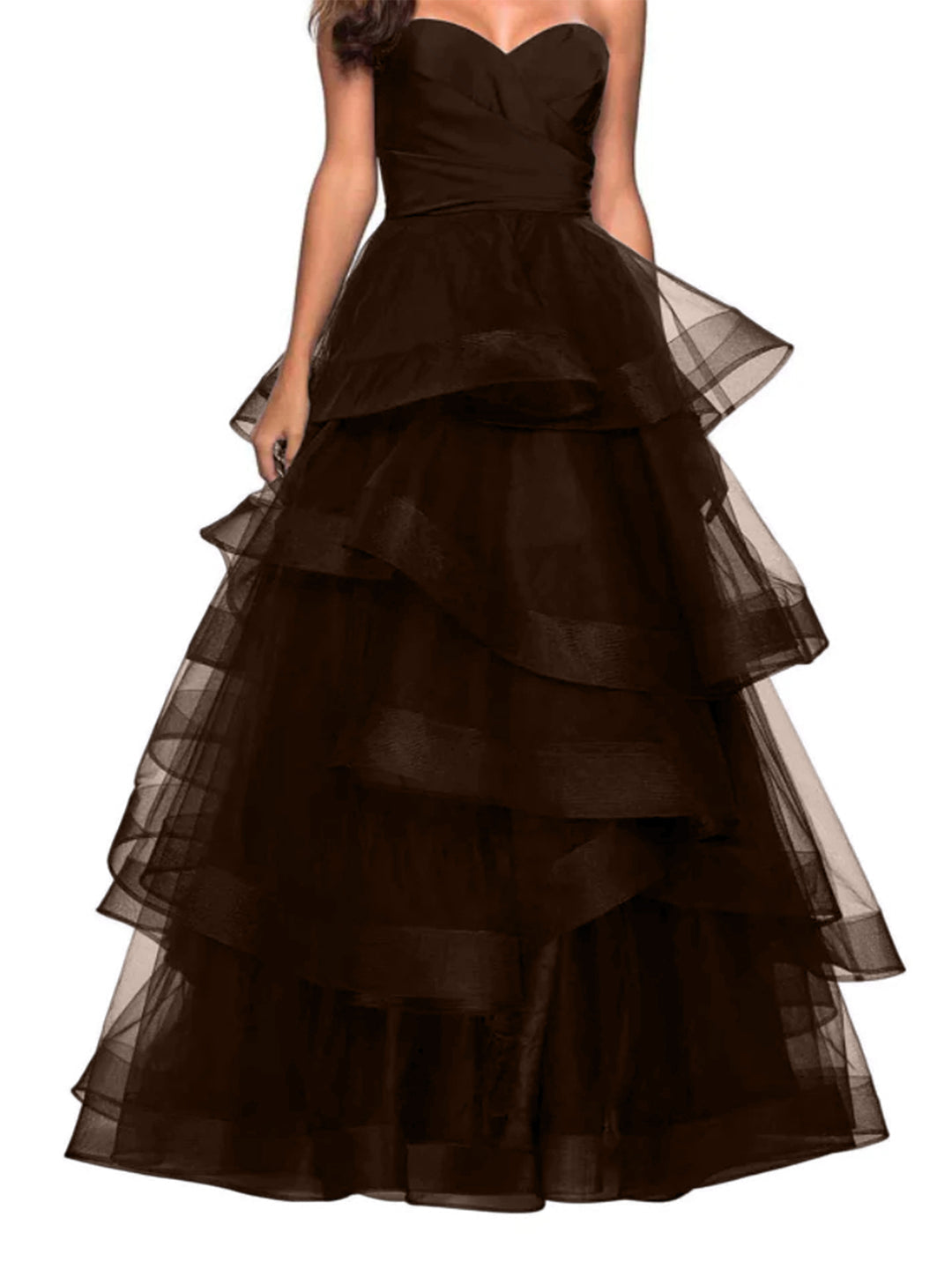 A-Line Sweetheart Neck Tulle Ball Gown Prom Dresses for Evening Party With Ruffles BabaMila