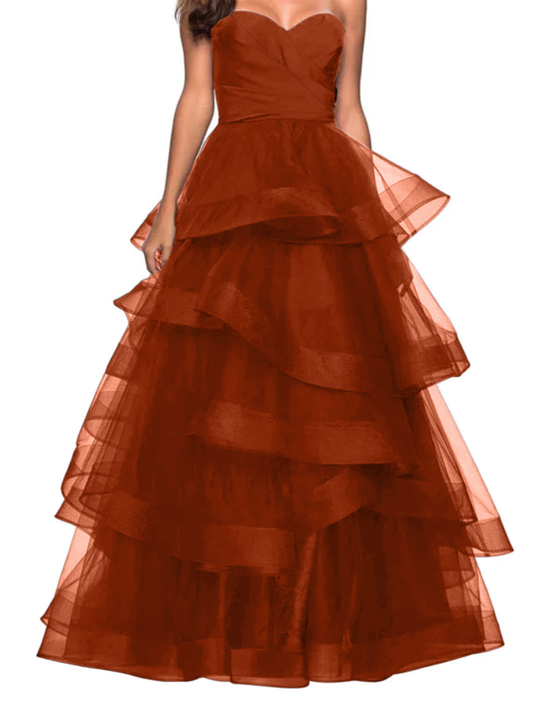 A-Line Sweetheart Neck Tulle Ball Gown Prom Dresses for Evening Party With Ruffles BabaMila