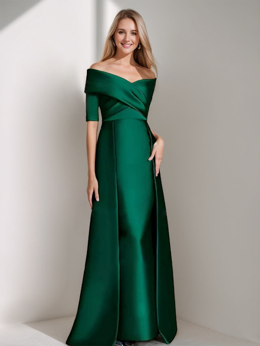 A Line/Princess Off-The-Shoulder 1/2 Sleeves Elegant Mother Of The Bride Dresses BabaMila
