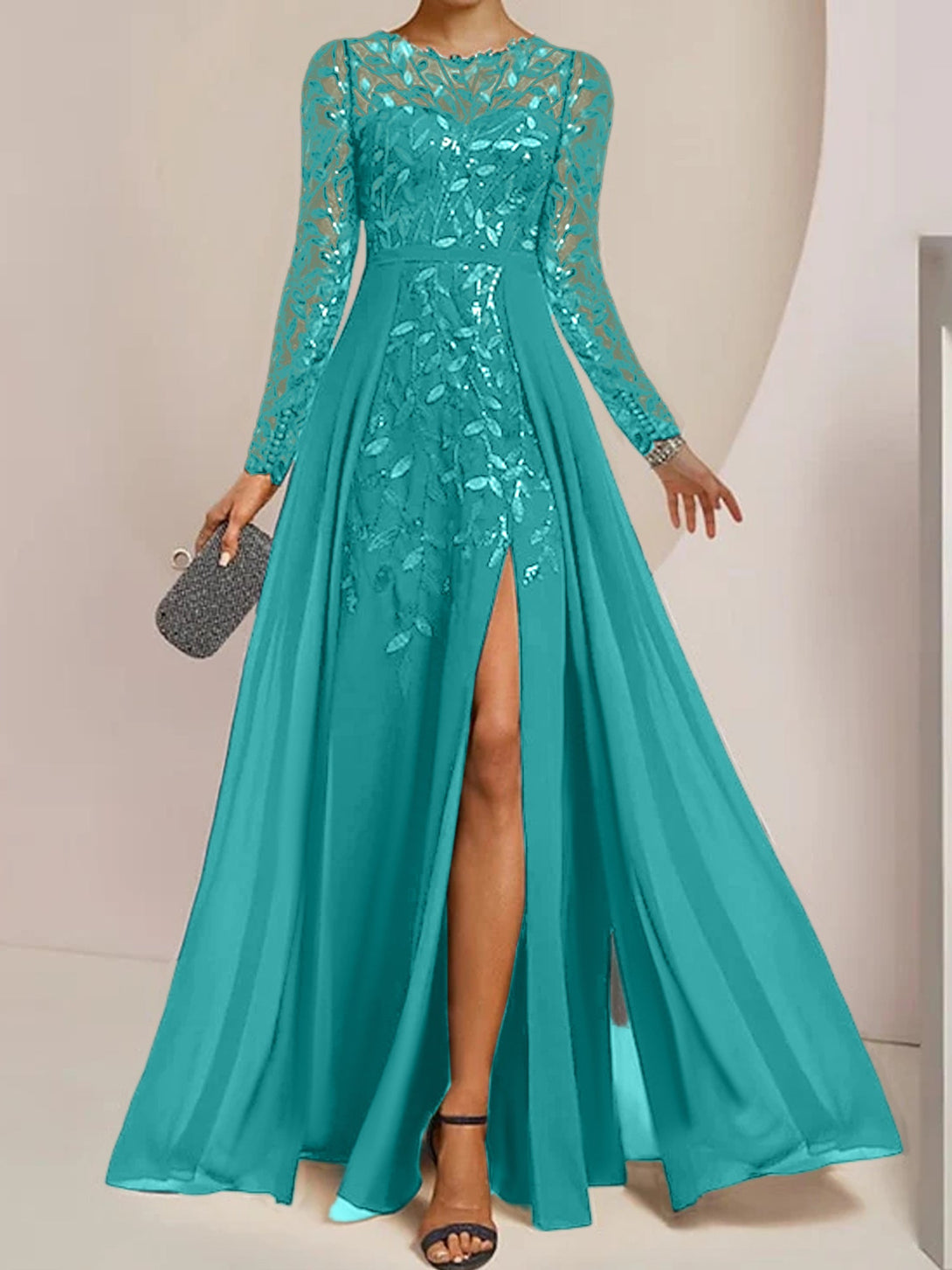 A-Line/Princess One-Shoulder Sleeveless Floor-Length Mother Of The Bride Dresses With Split Side BabaMila