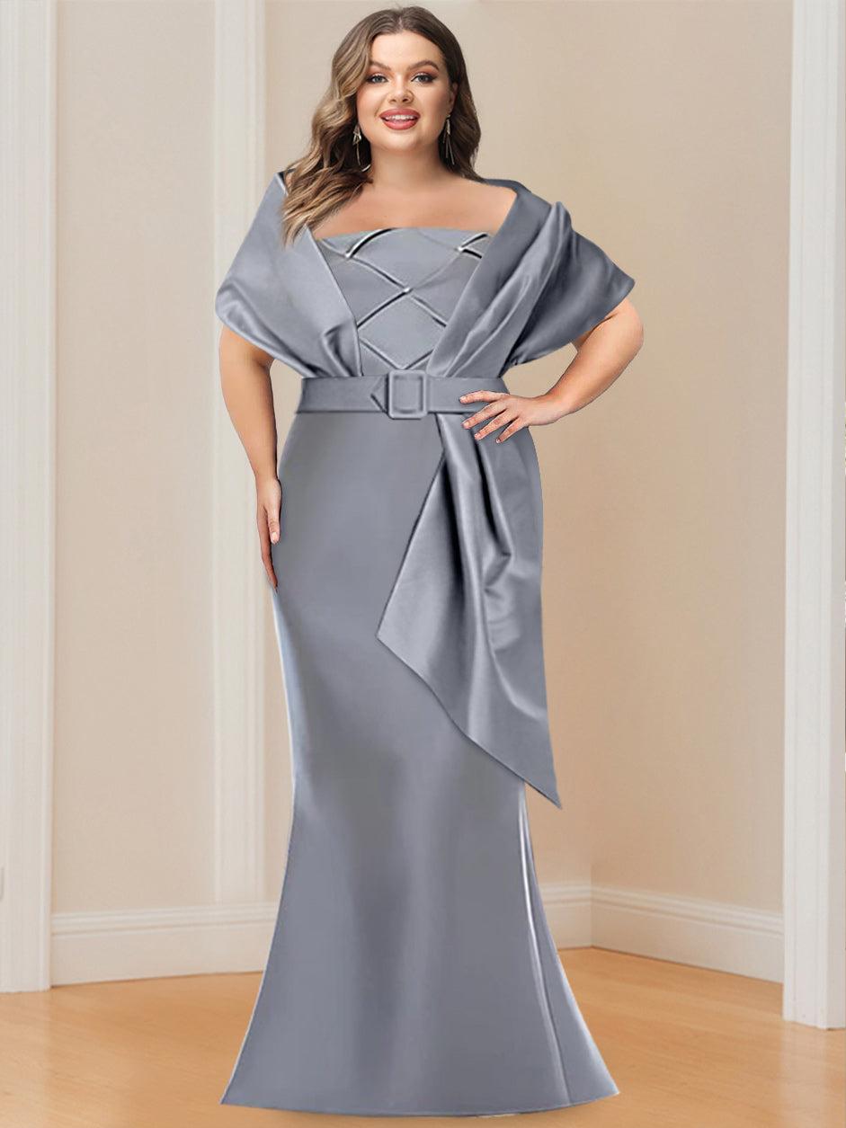 Trumpet 2 Pieces Floor-Length Plus Size Mother Of The Bride & Groom Dresses With Wrap BabaMila