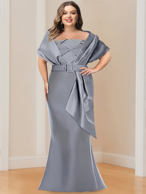 Trumpet 2 Pieces Floor-Length Plus Size Mother Of The Bride & Groom Dresses With Wrap BabaMila