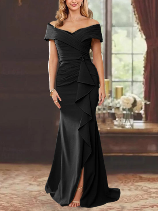 A-Line/Princess One-Shoulder Sleeveless Floor-Length Mother Of The Bride Dresses With Split Side BabaMila