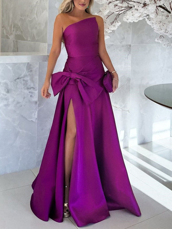 A-Line/Princess One-Shoulder Sleeveless Floor-Length Mother Of The Bride Dresses With Split Side BabaMila
