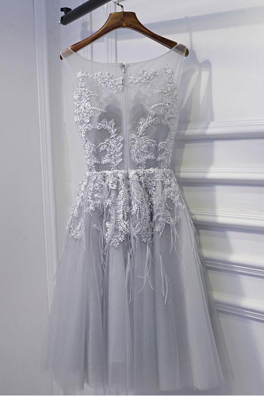 Chic Homecoming Dress Silver Beading Appliques Short Prom Dress Party Dress Homecoming Dress BabaMila