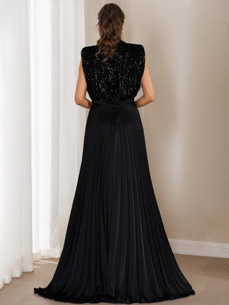 A-Line/Princess High Neck Sleeveless Mother Of The Bride & Groom Dresses With Sequins & Ruffles BabaMila