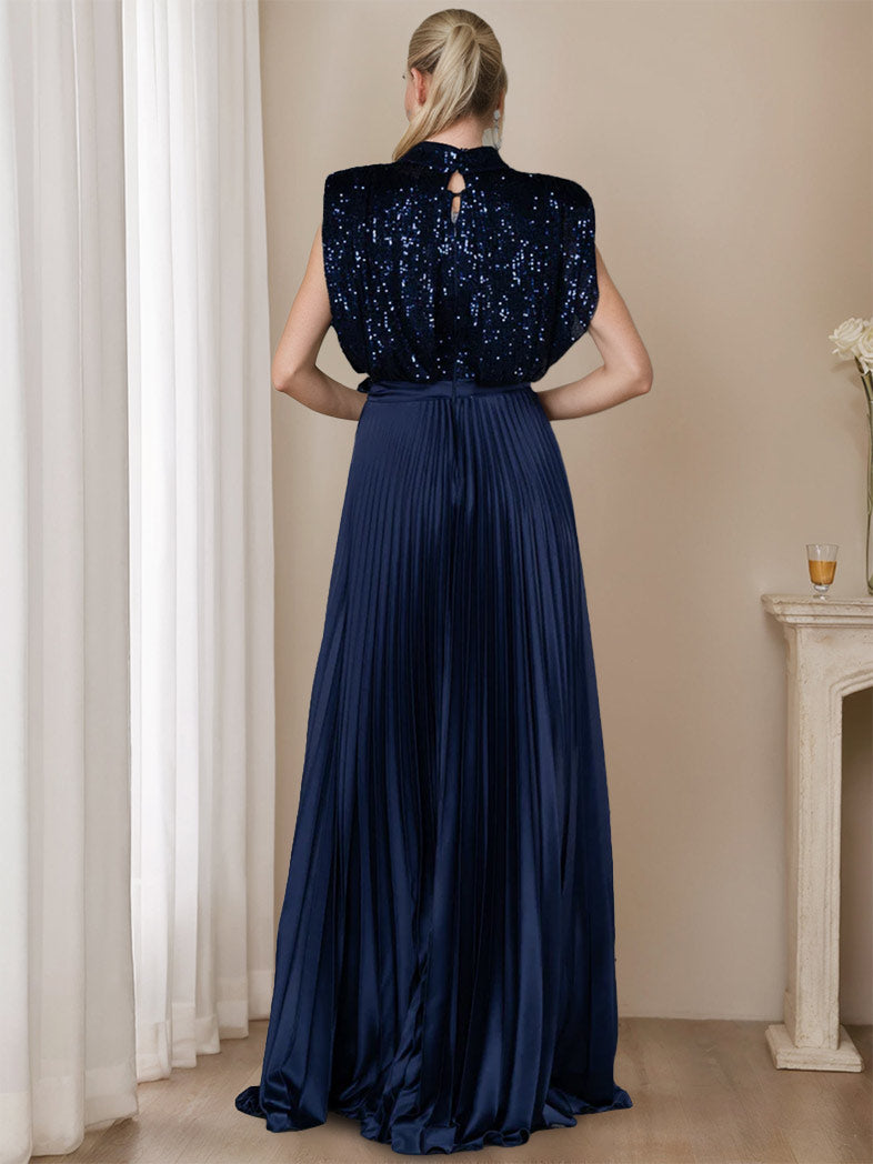 A-Line/Princess High Neck Sleeveless Mother Of The Bride & Groom Dresses With Sequins & Ruffles BabaMila