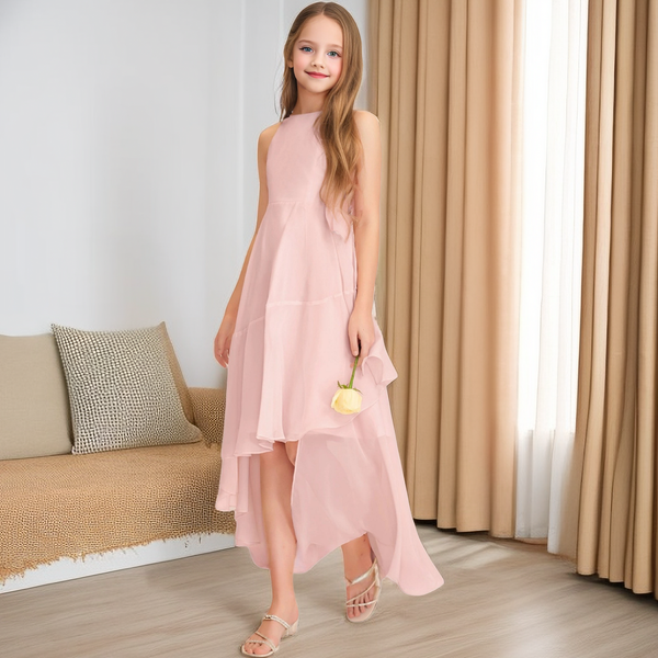 Asymmetrical Chiffon Junior Bridesmaid Dress/Girls Dresses Girls Gidiondress