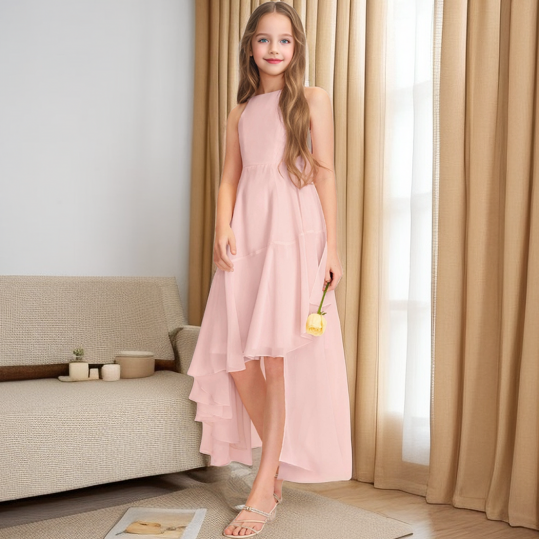 Asymmetrical Chiffon Junior Bridesmaid Dress/Girls Dresses Girls Gidiondress