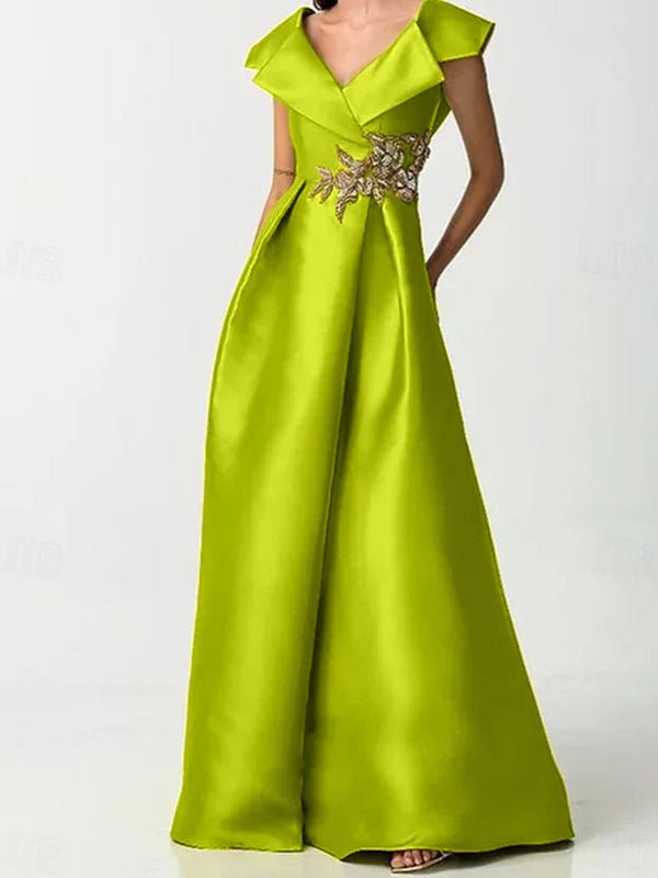 A-Line/Princess One-Shoulder Sleeveless Floor-Length Mother Of The Bride Dresses With Split Side BabaMila