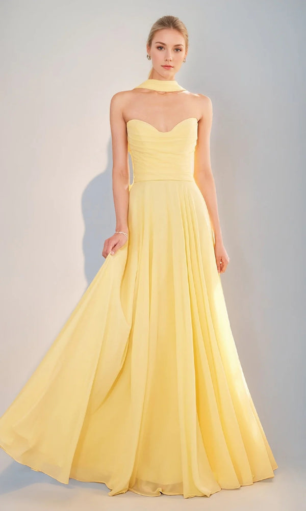 A-Line/Princess Strapless Sweetheart Backless Floor-Length Prom Dresses with Ribbon & Lace-up BabaMila