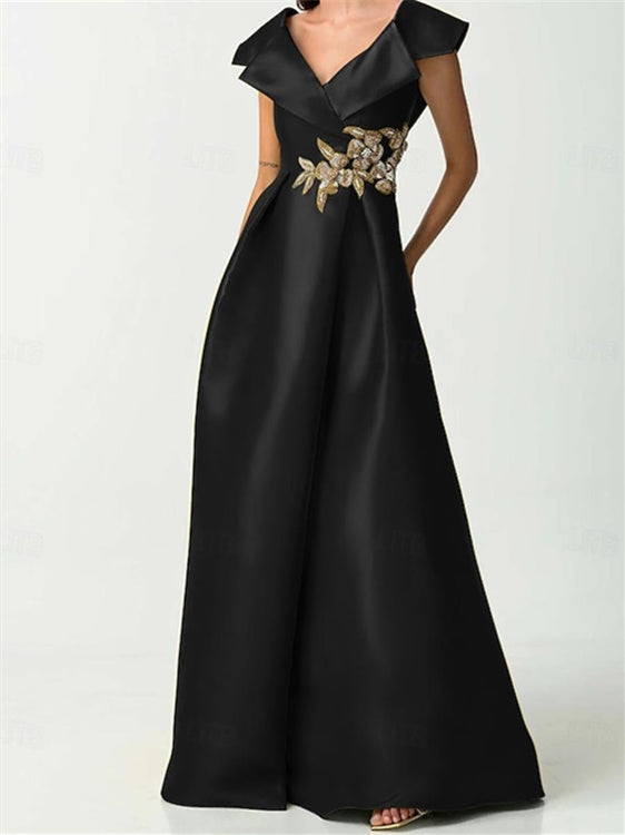 A-Line/Princess One-Shoulder Sleeveless Floor-Length Mother Of The Bride Dresses With Split Side BabaMila