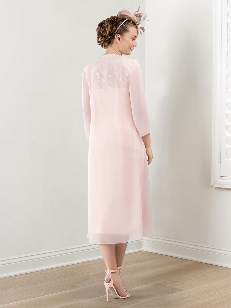 Sheath/Column Round Neck Mother Of The Bride Dresses With Applique & Jacket BabaMila
