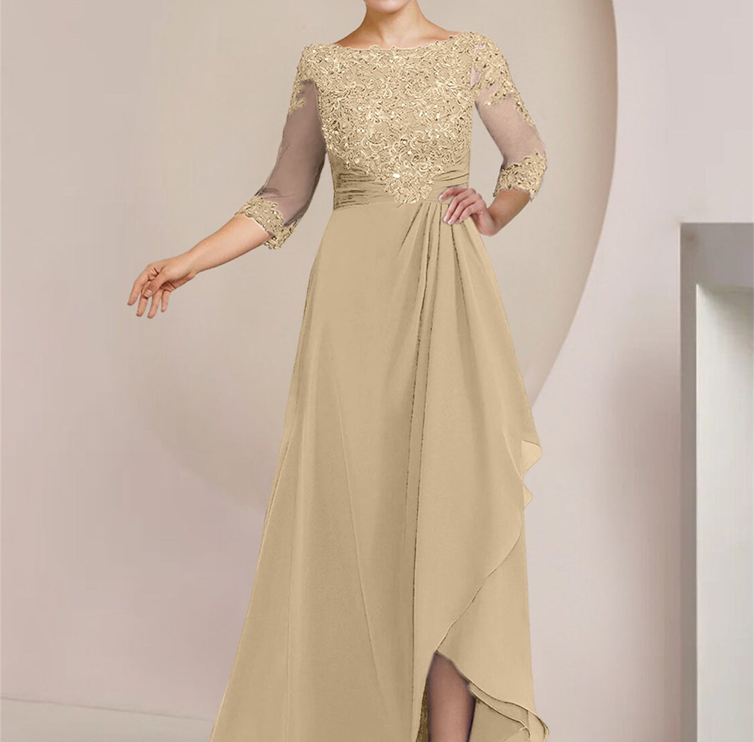 A-Line/Princess Scoop Floor-Length Mother Of The Bride Dresses BabaMila