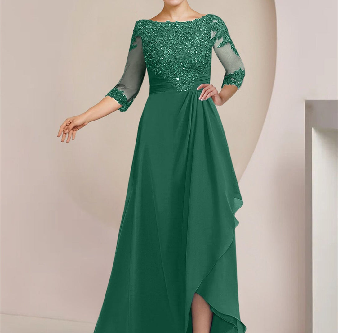 A-Line/Princess Scoop Floor-Length Mother Of The Bride Dresses BabaMila