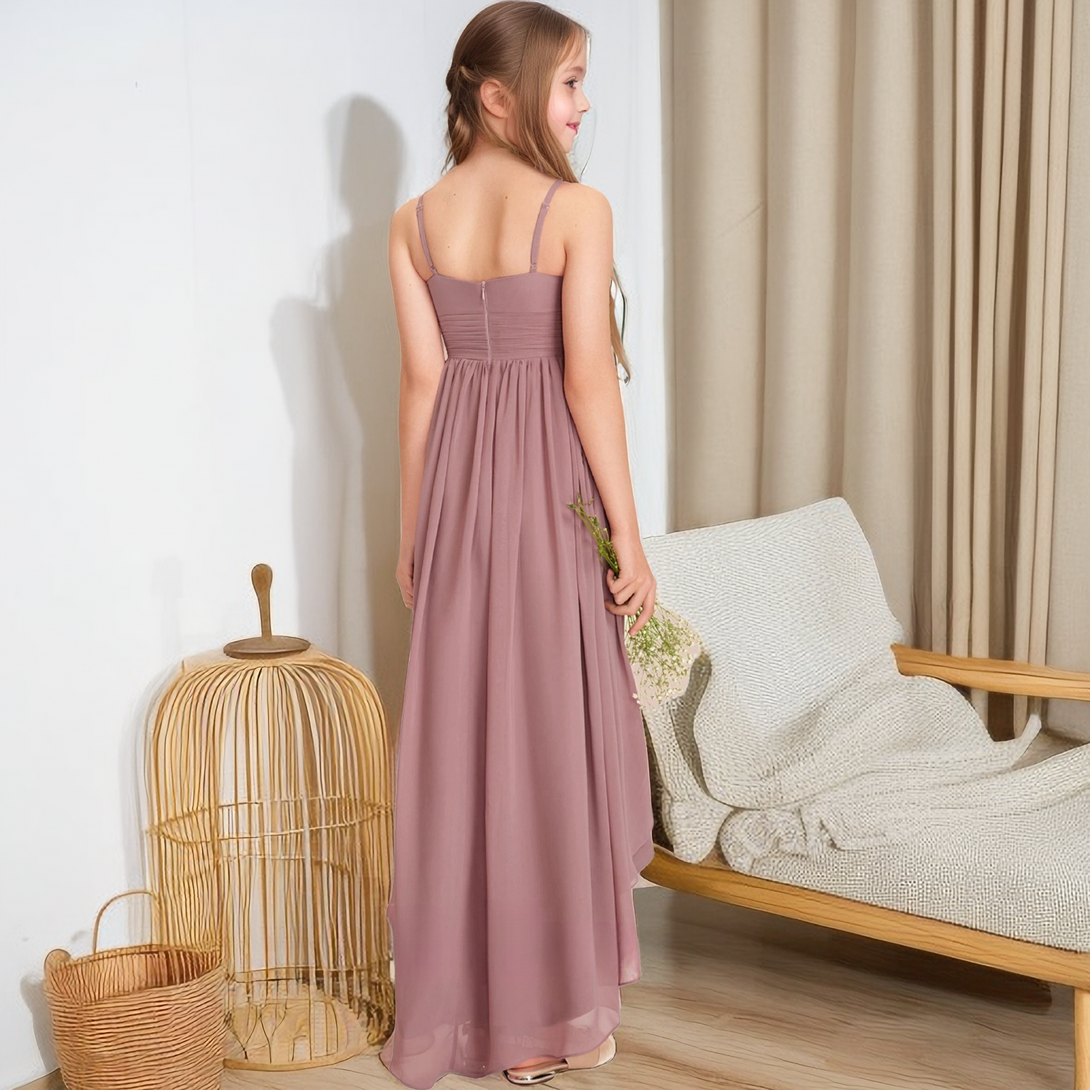 Asymmetrical Chiffon Junior Bridesmaid Dress/Girls Birthday Dresses Girls Gidiondress