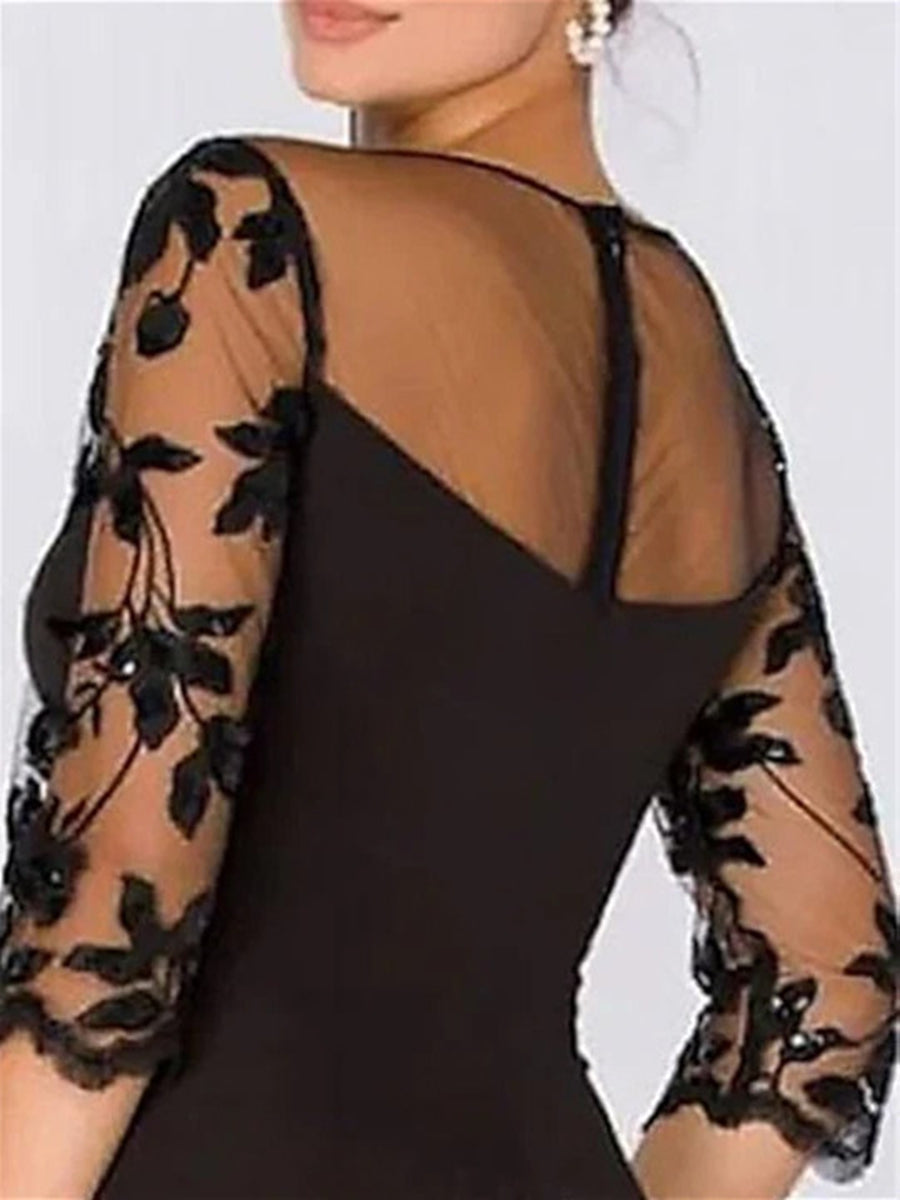 A-Line/Princess Sweetheart 3/4 Sleeves Floor-Length Mother Of The Bride Jumpsuit With Applique BabaMila