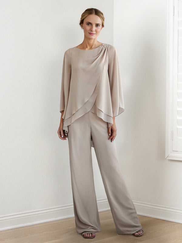 Chiffon Long Sleeves Mother Of The Bride Pantsuits BabaMila