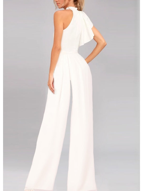 Empire One-Shoulder Sleeveless Prom Cocktail Jumpsuits With Ruffles BabaMila