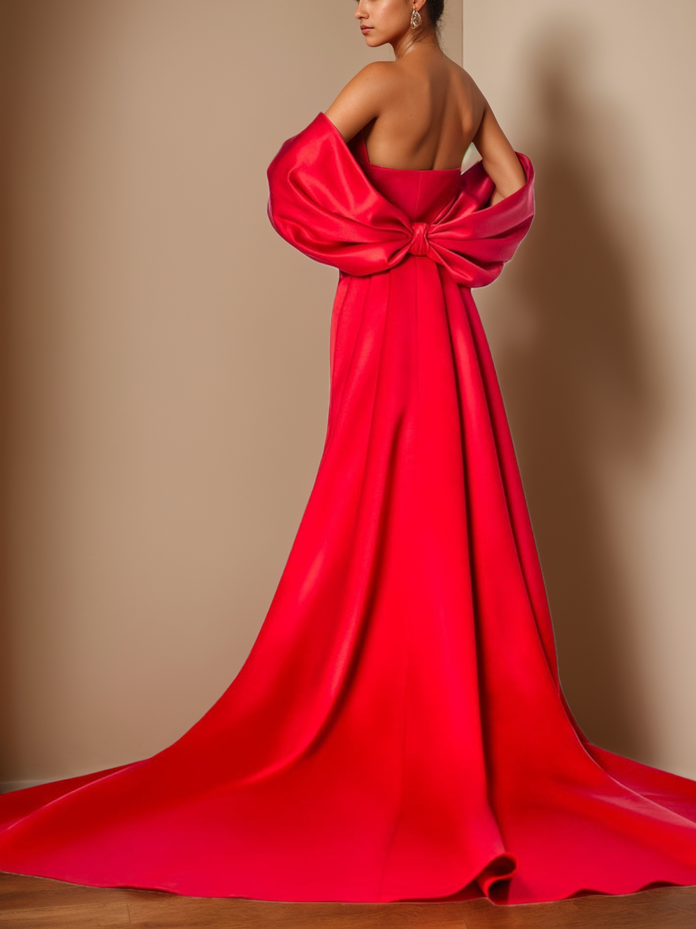 Trumpet/Mermaid Strapless Sleeveless Court Train Unique Bride Dresses with Split Side/Ruffles BabaMila