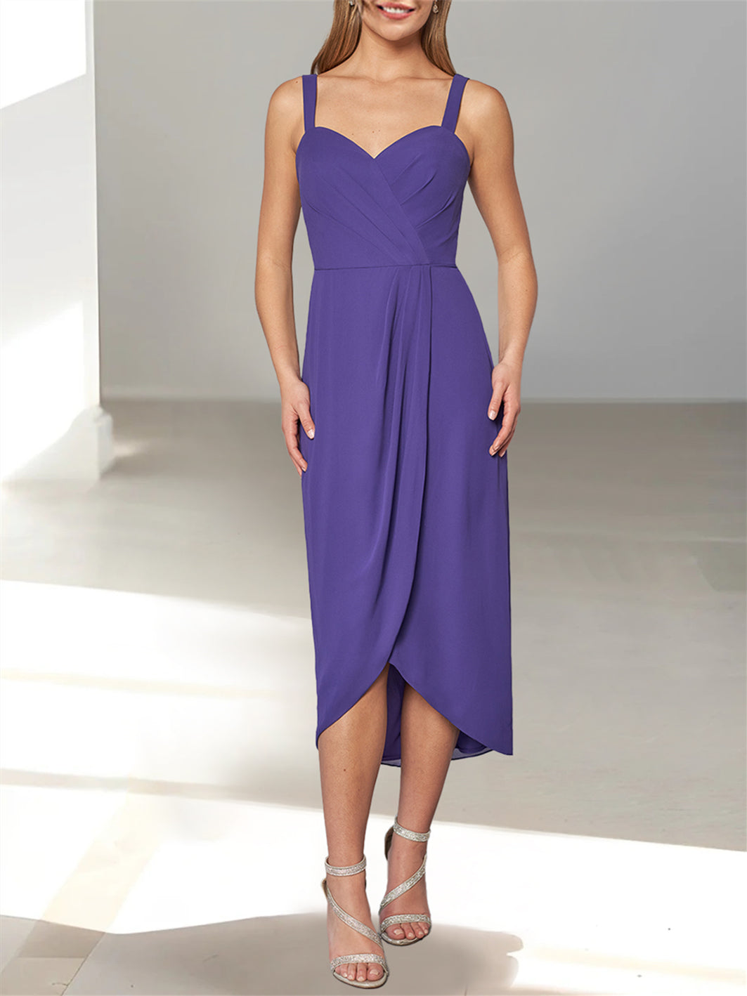 A-Line/Princess Tea-Length Mother Of The Bride Dresses With Feathered Jacket BabaMila