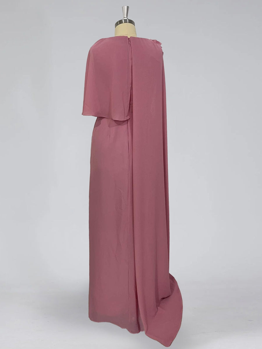 Sheath/Column Cowl Neck Sleeveless Floor-Length Mother Of The Bride Dresses With Flower BabaMila