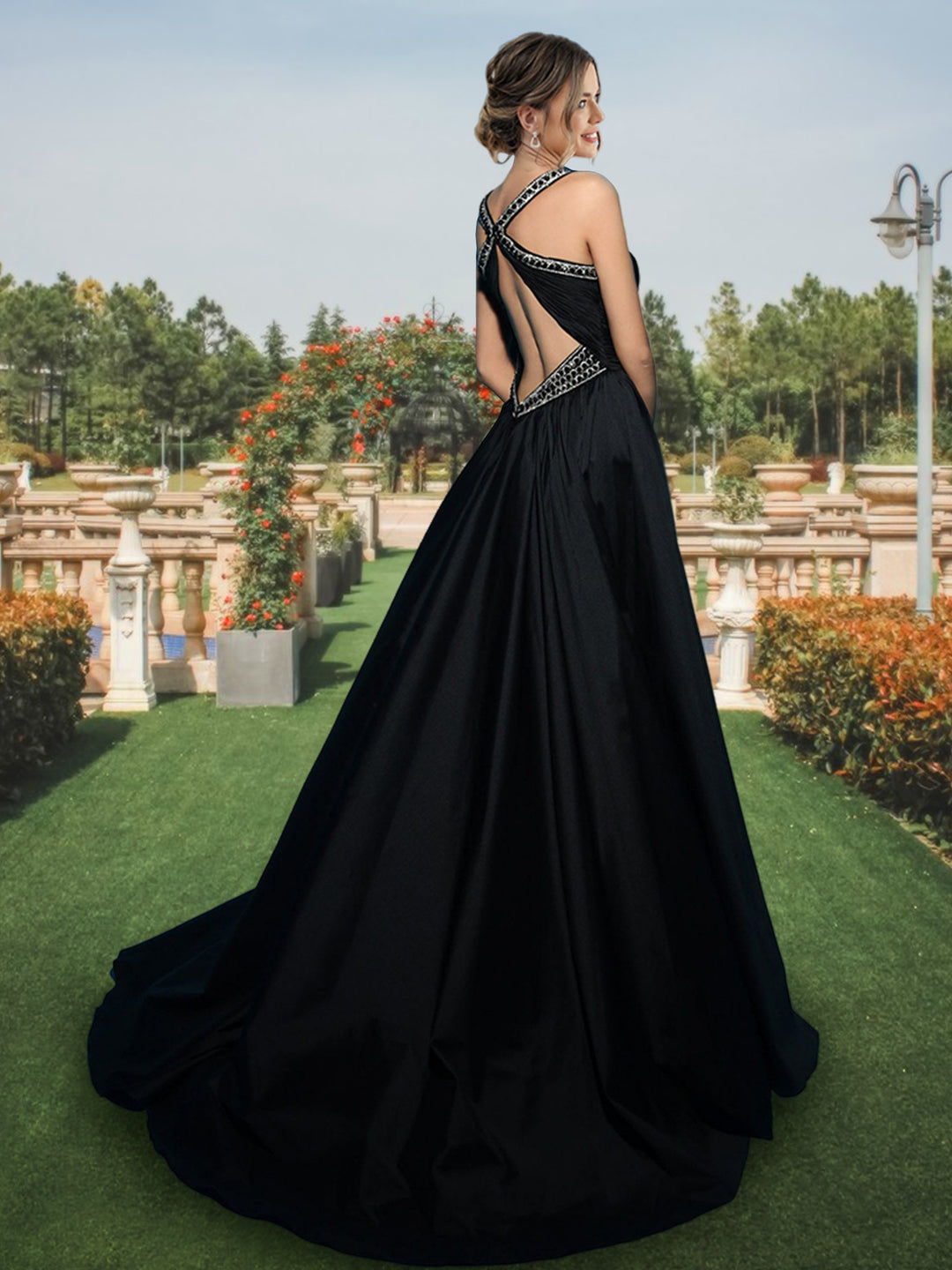 A-Line/Princess Spaghetti Straps Floor-length Prom Dresses With Beads/Ruffles BabaMila