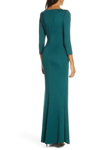 Sheath/Column 3/4 Sleeves Scoop Neck Mother Of The Bride Dresses With Ruffles BabaMila