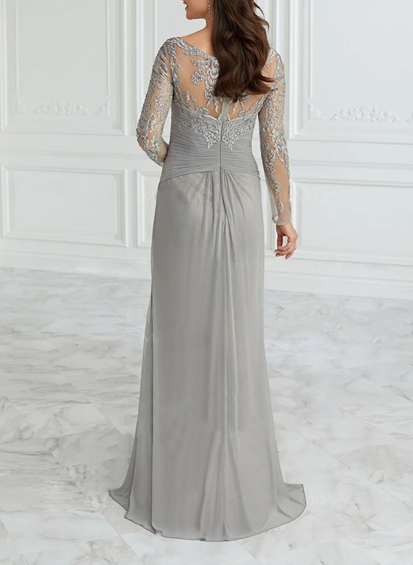 A-Line/Princess V-Neck Floor-Length Mother Of The Bride Dresses With Lace Ruffle BabaMila