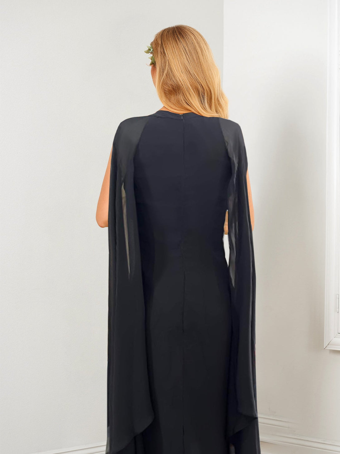 Sheath/Column Scoop Chiffon Wedding Guest Dresses With Split Side BabaMila