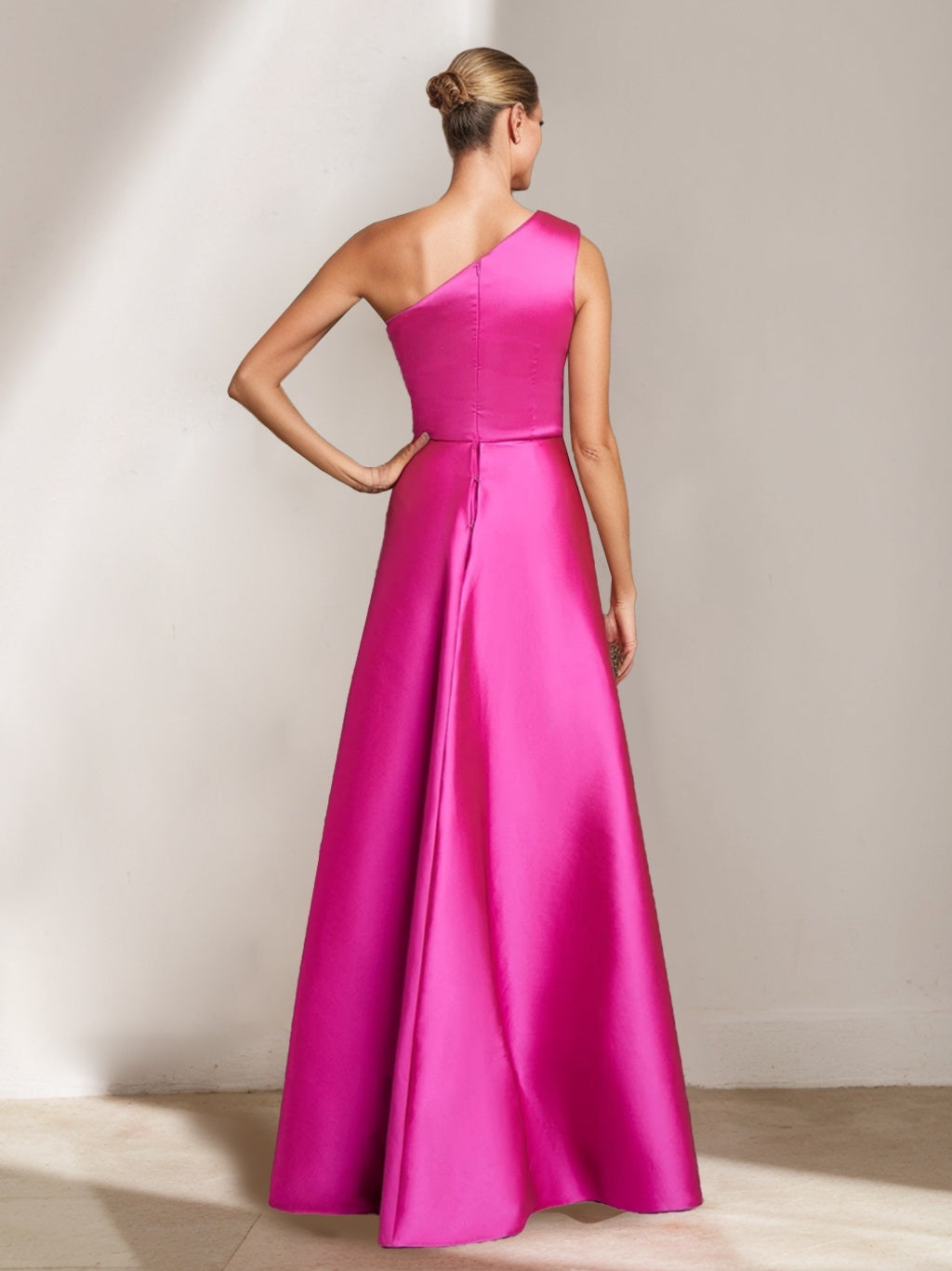 Sheath/Column One-Shoulder Sleeveless Floor-Length Plus Size Mother Of The Bride Dresses With Ruffles BabaMila