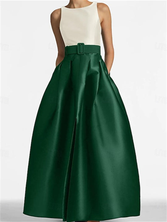 A-Line/Princess Scoop Sleeveless Floor-Length Mother Of The Bride Dresses With Belt BabaMila