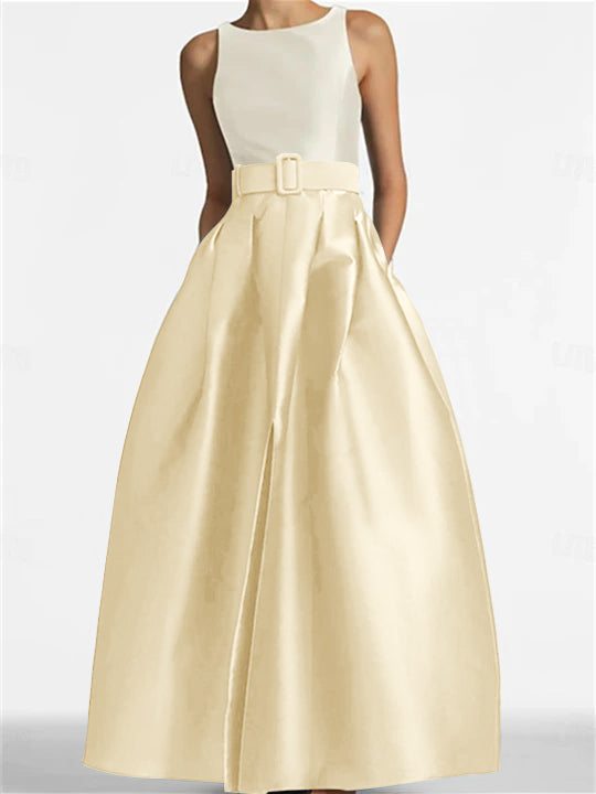 A-Line/Princess Scoop Sleeveless Floor-Length Mother Of The Bride Dresses With Belt BabaMila