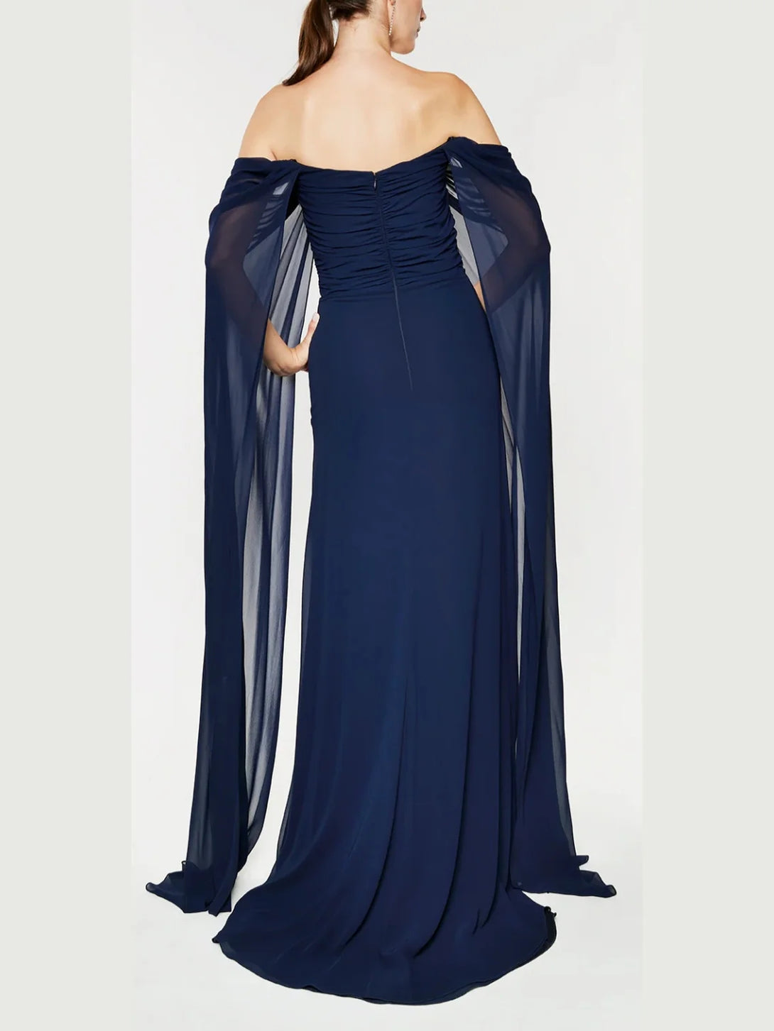 A-Line/Princess Strapless Sleeveless Floor-Length Evening Dress with Watteau Train BabaMila