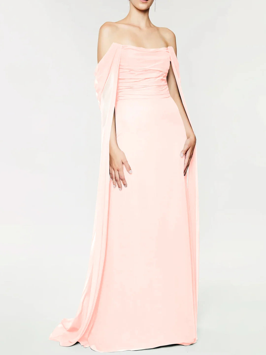 A-Line/Princess Strapless Sleeveless Floor-Length Evening Dress with Watteau Train BabaMila