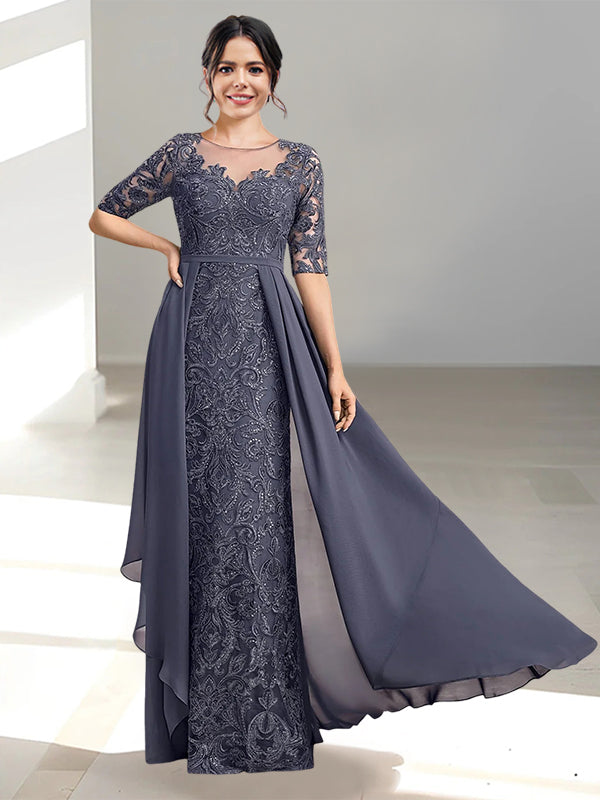 A-Line/Princess Scoop Floor-Length Mother Of The Bride Dresses BabaMila