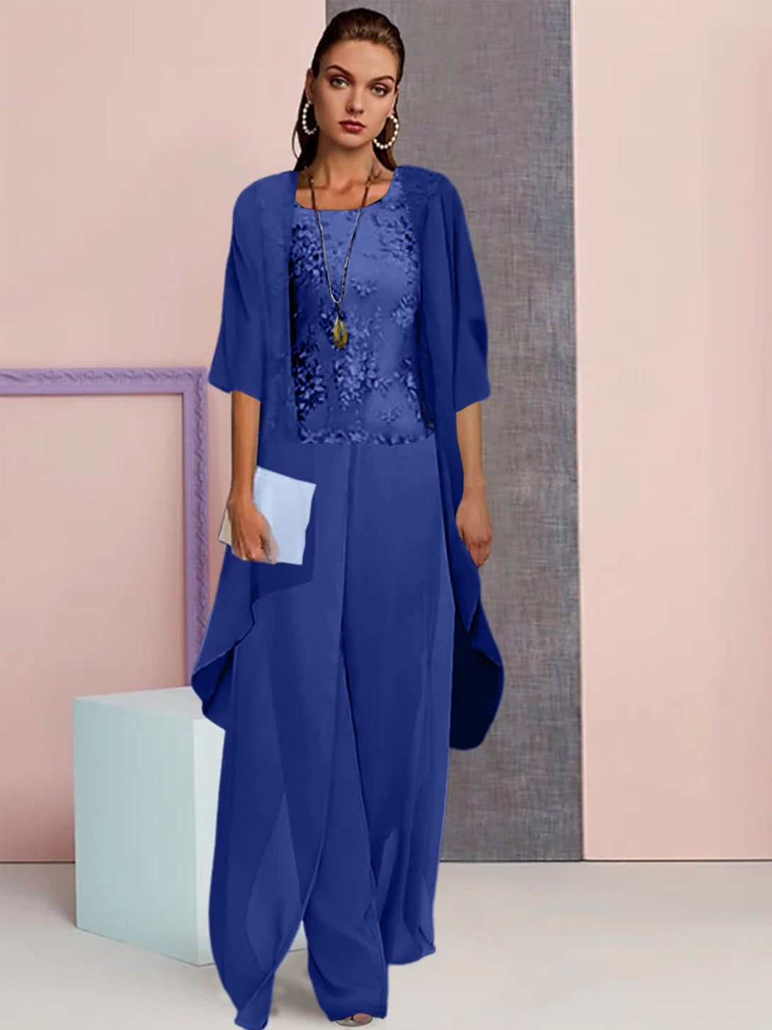 Chiffon Mother Of The Bride Pantsuits With Jacket BabaMila