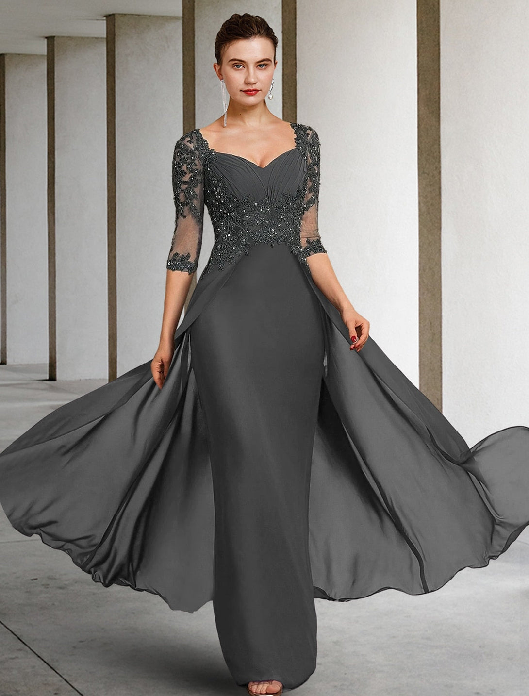 A-Line/Princess Square Neck Floor-Length Mother Of The Bride Dresses BabaMila