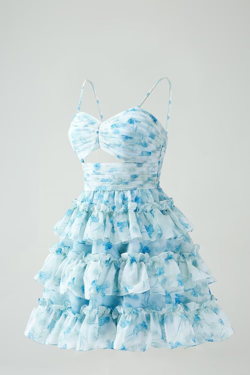 Ball Gown Spaghetti Straps sleeveless Short/Mini Homecoming Dress with Ruffles BabaMila
