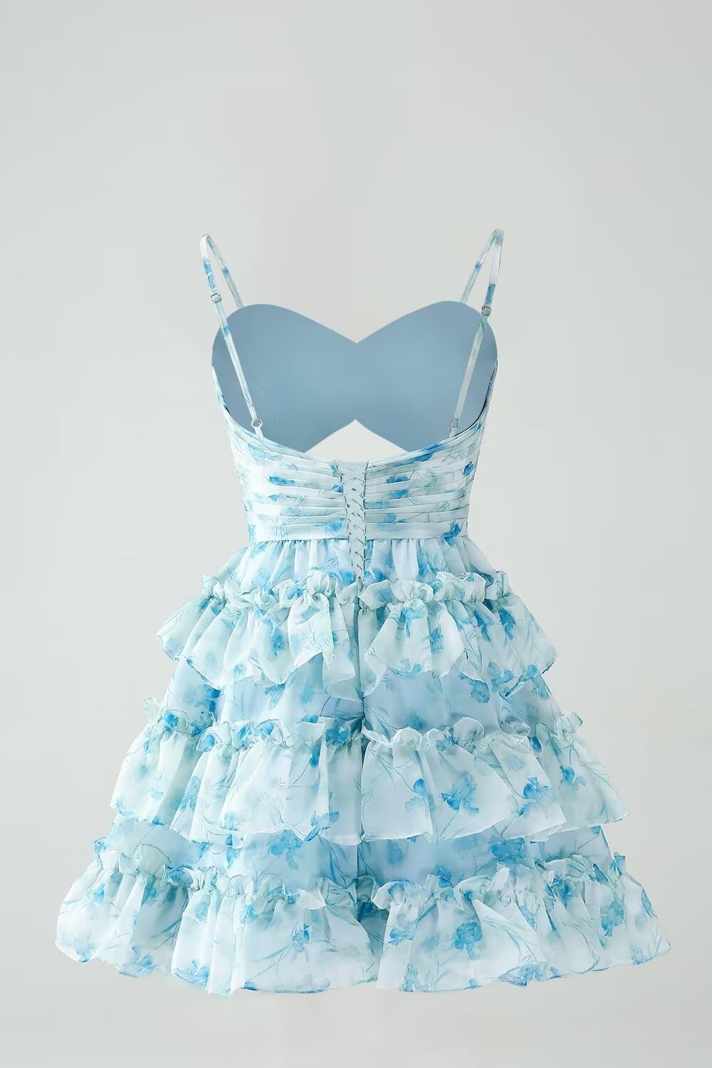Ball Gown Spaghetti Straps sleeveless Short/Mini Homecoming Dress with Ruffles BabaMila