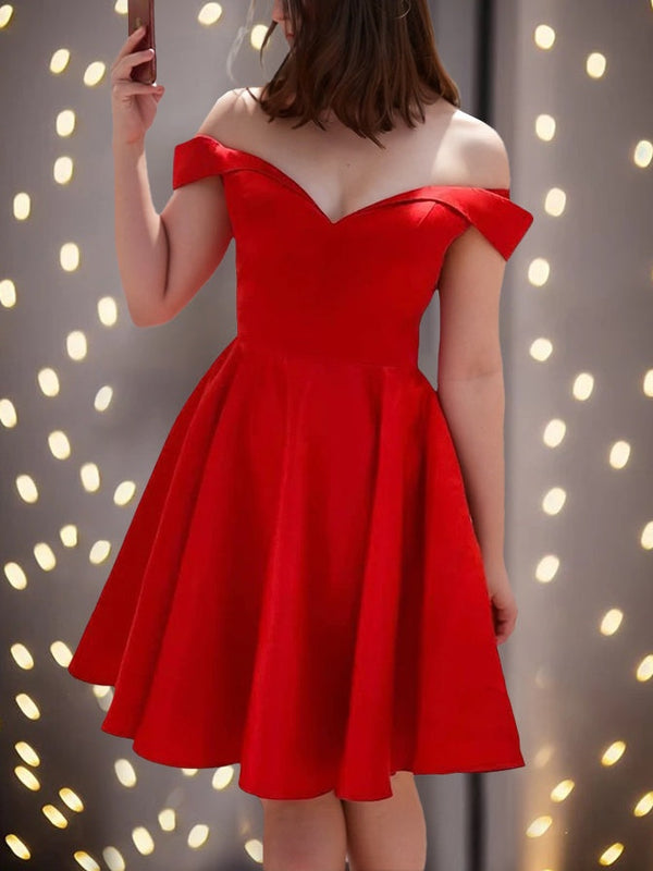 A-Line/Princess Off-the-Shoulder Sleeveless Short/Mini Party Dance Cocktail Homecoming Dress BabaMila